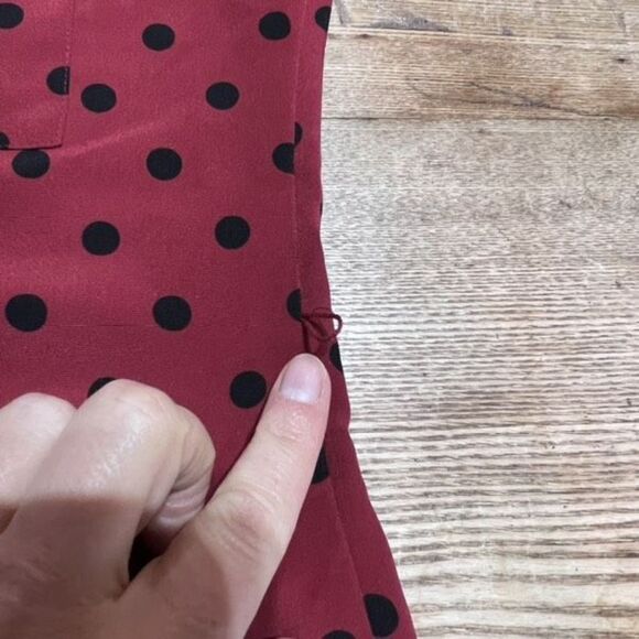 Express Women's Polka Dot Long Sleeve Button-Up Shirt Dress Red Black Size Small - Picture 7 of 9